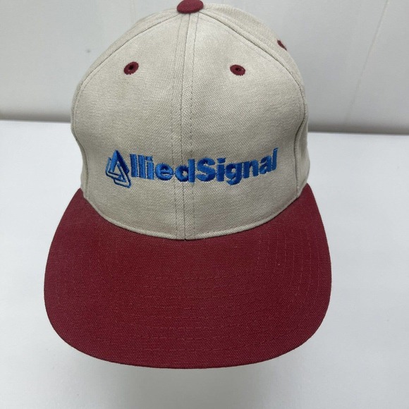 Allied Signal Hat Cap Headmaster Brown Red Adjustable Strapback Embroidered VTG - Picture 3 of 12